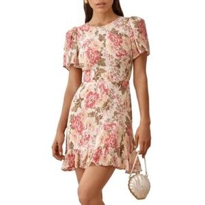 Reformation Beesley Print Minidress In Farrah